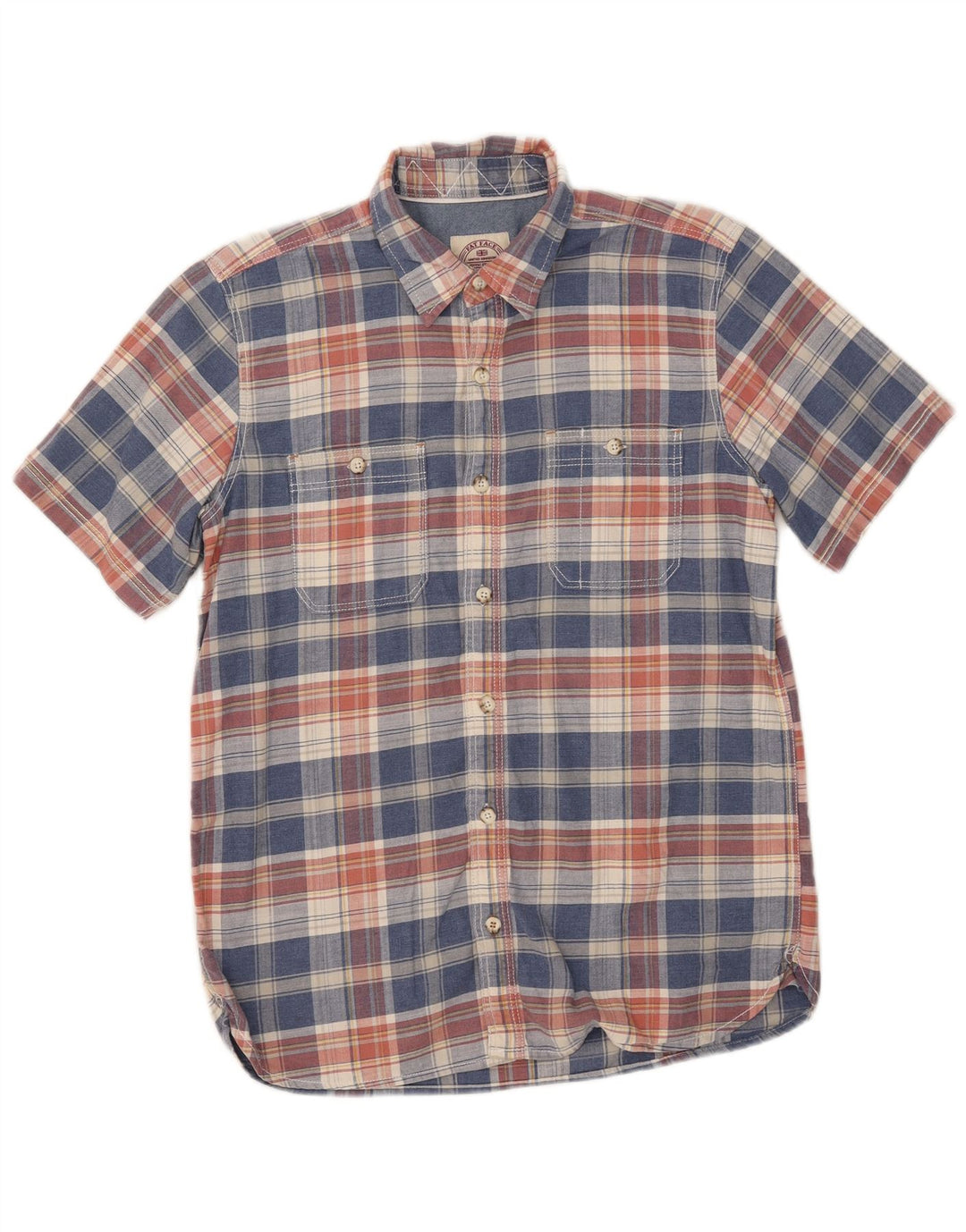 Fat Face Mens Short Sleeve Shirt Small Blue Check Cotton