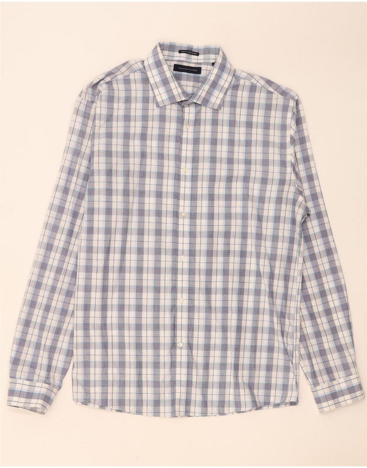 Tommy Hilfiger Mens Shirt Size 16 1/2 Large Blue Check