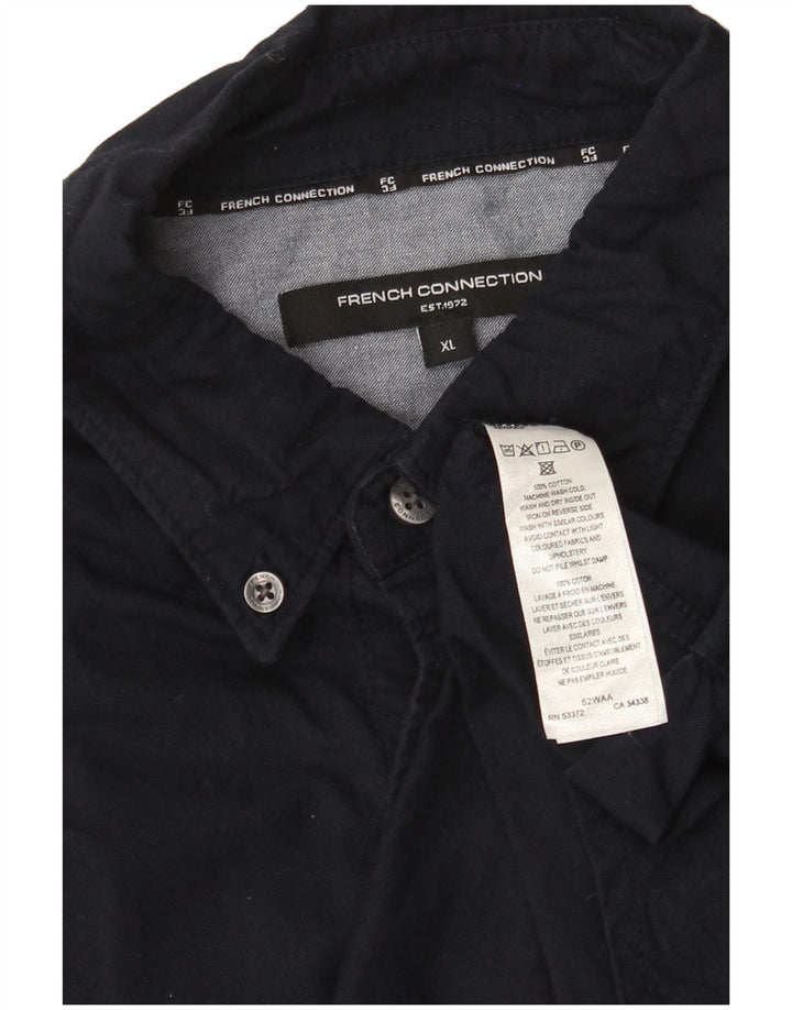 French Connection Mens Shirt XL Navy Blue Cotton