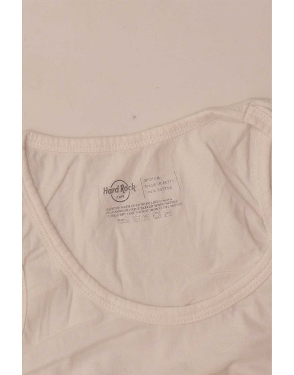 Hard Rock Cafe Womens Mallorca Graphic Vest Top UK 12 Medium White Cotton