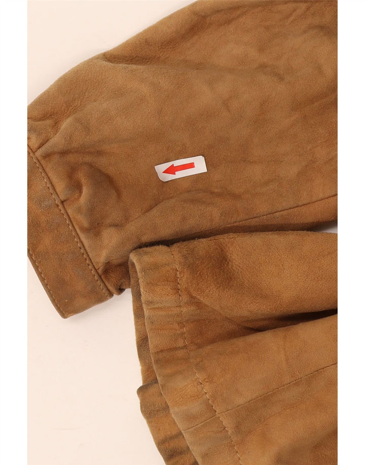 Vintage Womens Suede Jacket IT 44 Medium Beige