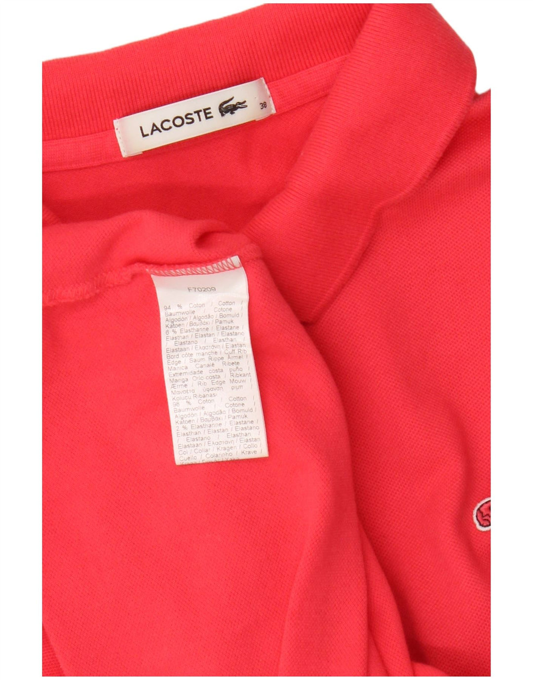 Lacoste Womens Polo Shirt Size 38 Medium Red Cotton
