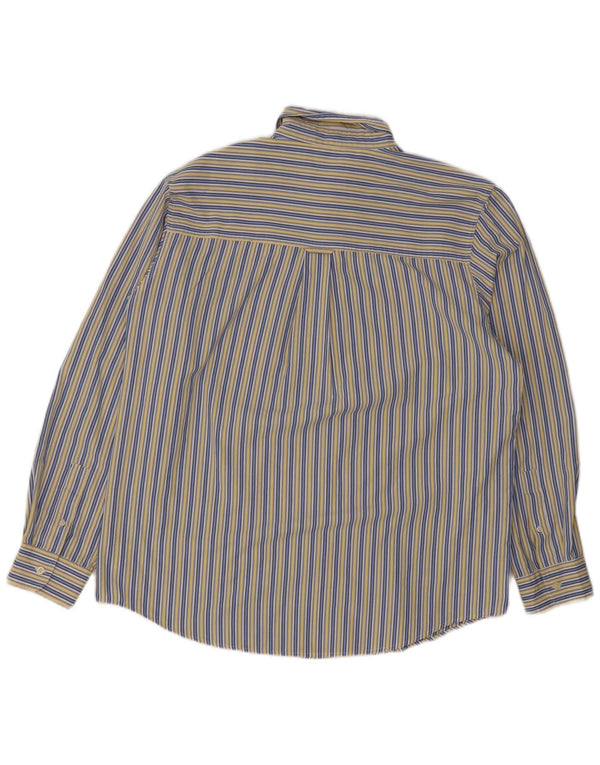 Chaps Mens Regular Fit Shirt Large Blue Striped Cotton