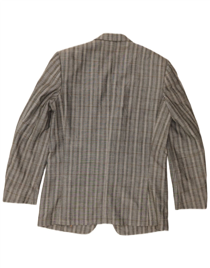 Facis Mens 2 Button Denim Shirt UK 38 Medium Grey Check