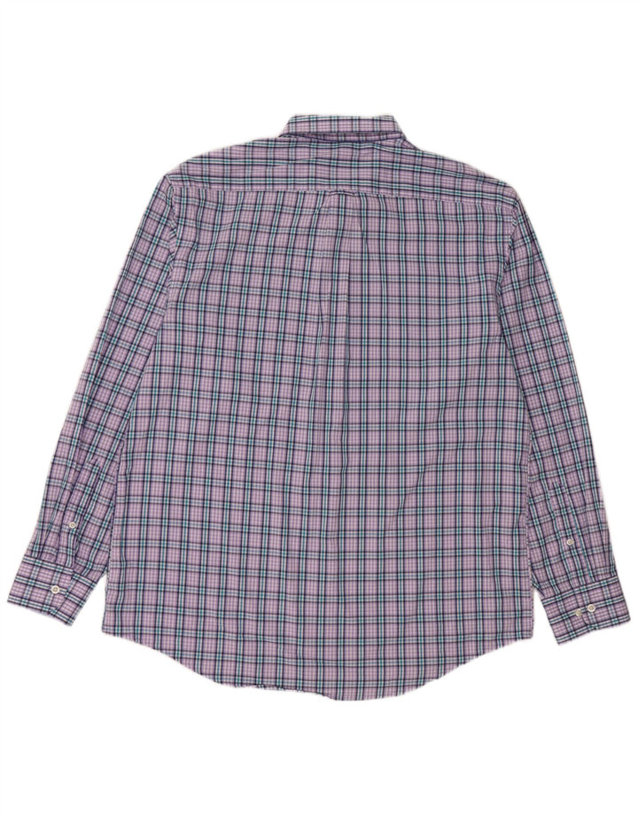 IZOD Mens Flannel Shirt Large Purple Check Cotton