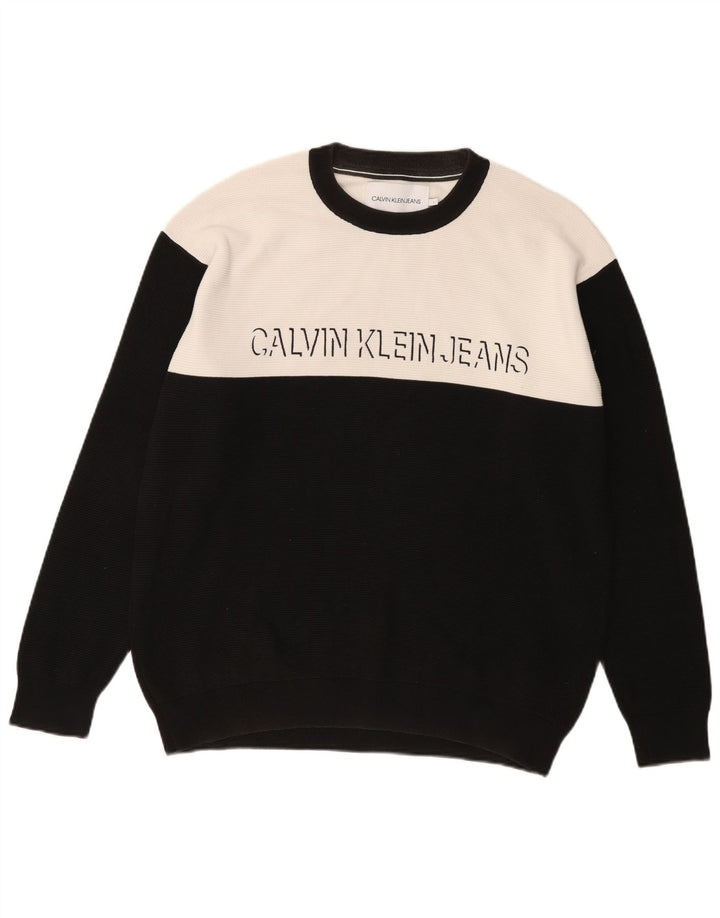 Calvin Klein Jeans Mens Graphic Sweatshirt Jumper Large Black Colourblock
