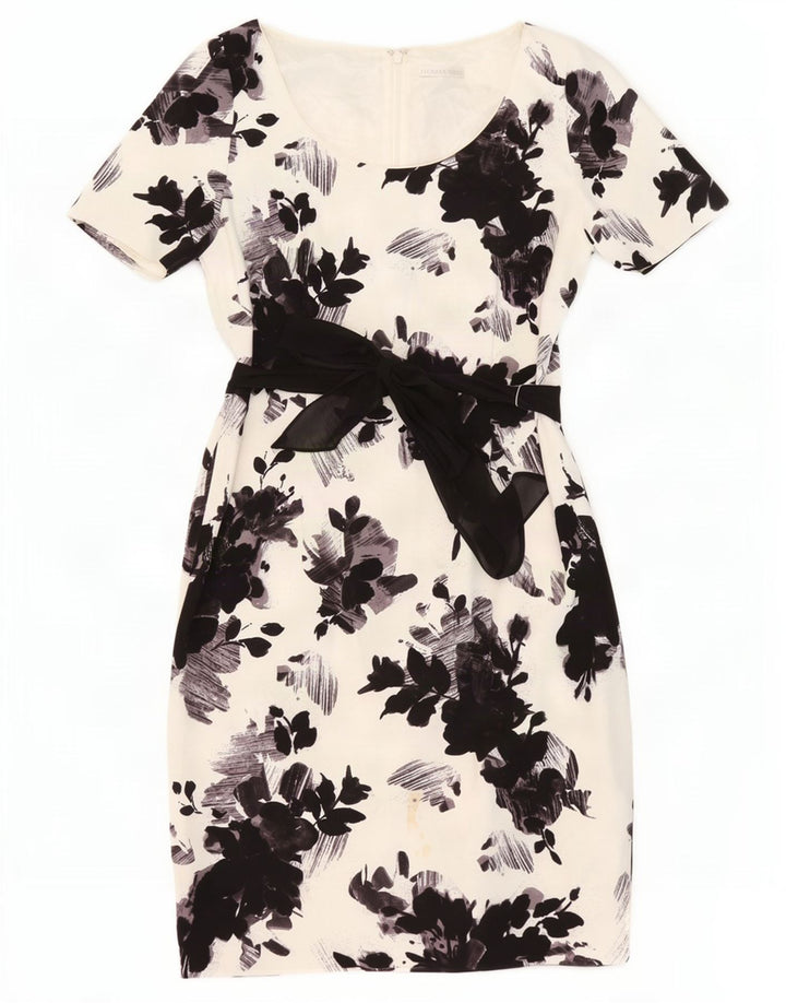 Jacques Vert Womens Sheath Dress UK 14 Large White Floral Polyester