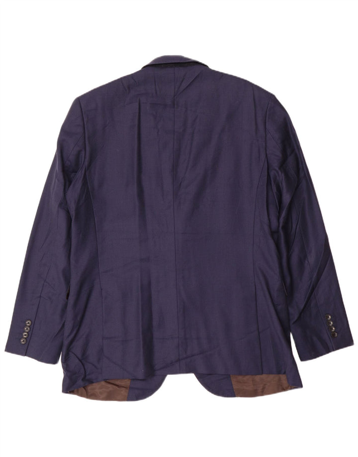 ERMENEGILDO ZEGNA Mens 2 Button Blazer Jacket UK 44 2XL Navy Blue Wool