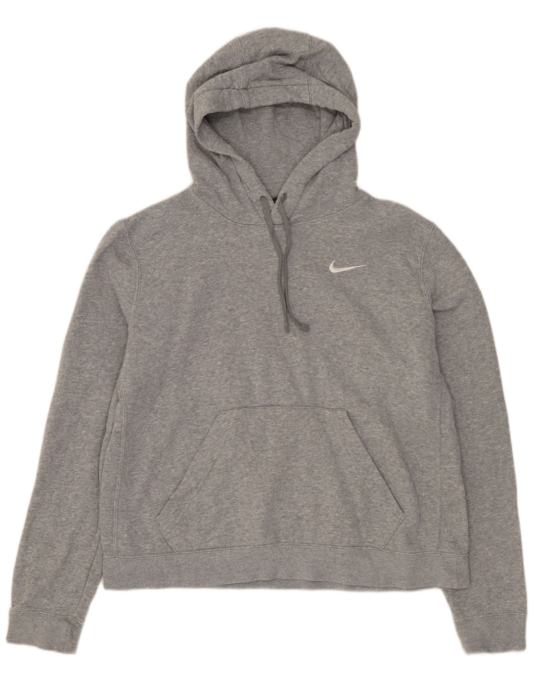 Nike Womens Hoodie Jumper UK 14 Medium Grey Flecked Cotton