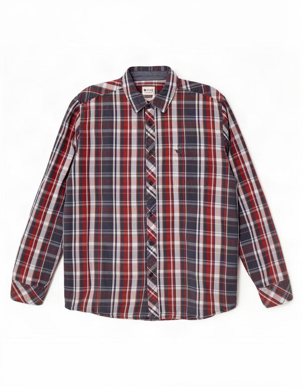 Mustang Mens Regular Fit Shirt Large Blue Check Cotton