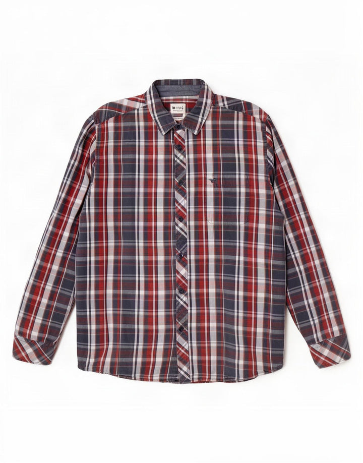Mustang Mens Regular Fit Shirt Large Blue Check Cotton