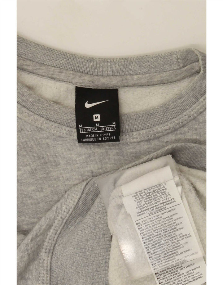 Nike Boys Sweatshirt Jumper 10-11 Years Medium Grey Flecked Cotton