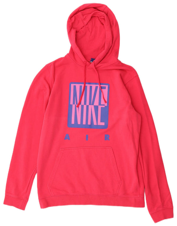 NIKE Mens Graphic Hoodie Jumper Medium Pink Cotton