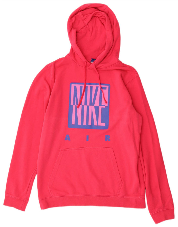 NIKE Mens Graphic Hoodie Jumper Medium Pink Cotton