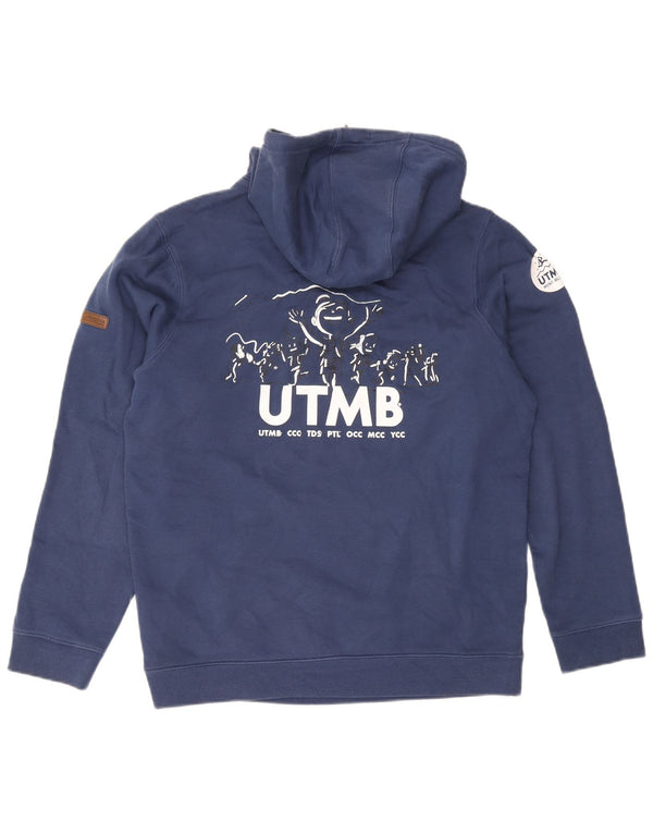 Columbia Mens Graphic Hoodie Jumper Medium Navy Blue Cotton