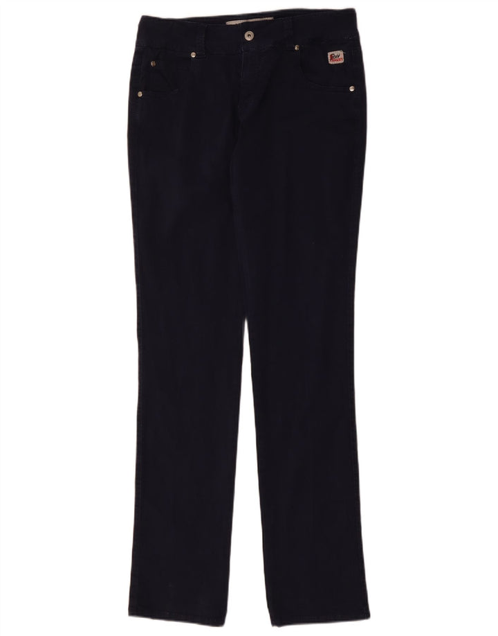 ROY ROGERS Womens Slim Casual Trousers W29 L34 Navy Blue Cotton