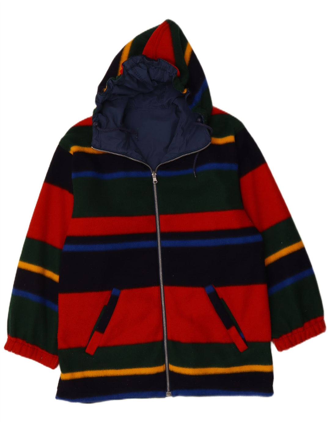 VINTAGE Womens Oversized Hooded Reversible Jacket UK 12 Medium  Navy Blue