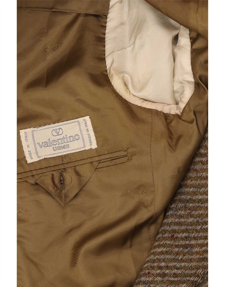 Valentino Womens 2 Button Blazer Jacket UK 16 Large  Khaki Herringbone
