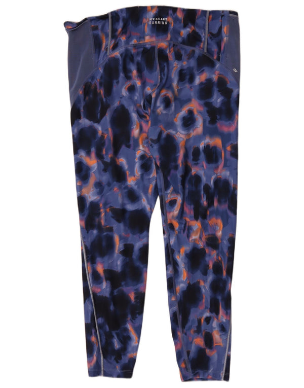 New Balance Womens Leggings UK 18 XL  Navy Blue Tie Dye