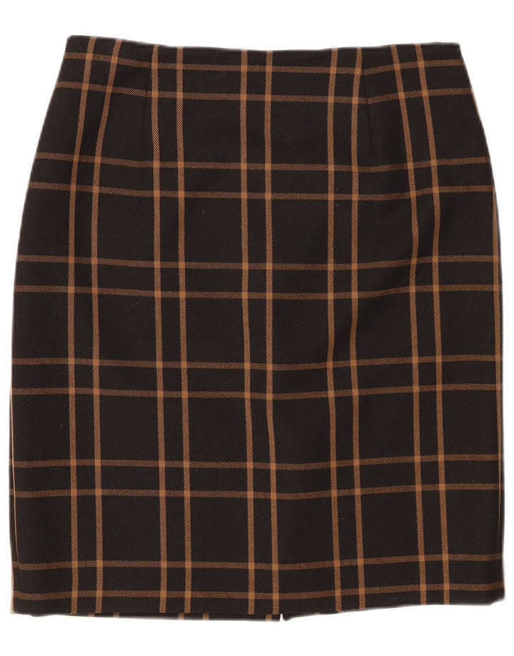 HOBBS Womens Straight Skirt UK 12 Medium W30  Black Plaid