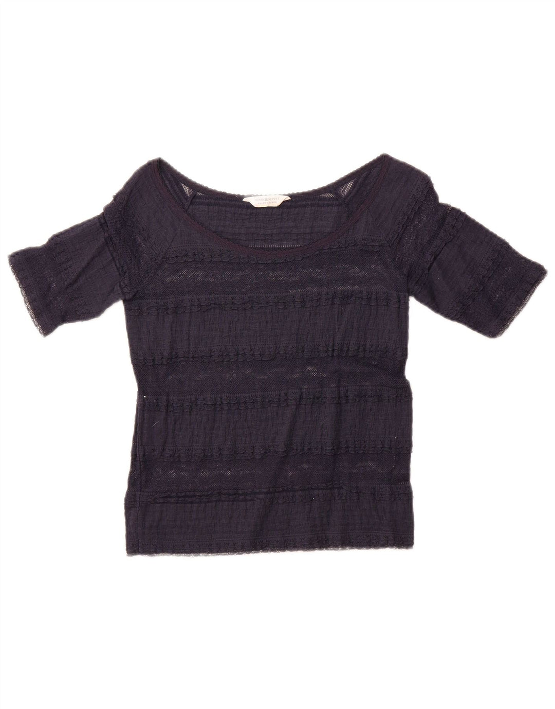 Ralph Lauren Womens Crop Blouse Top UK 12 Medium Navy Blue