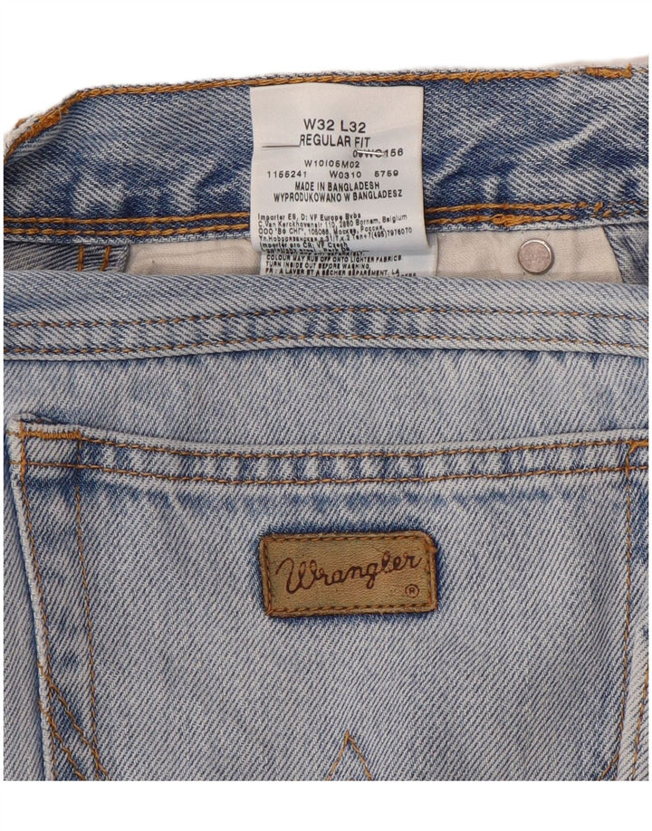 WRANGLER Mens Regular Fit Straight Jeans W32 L32 Blue Cotton