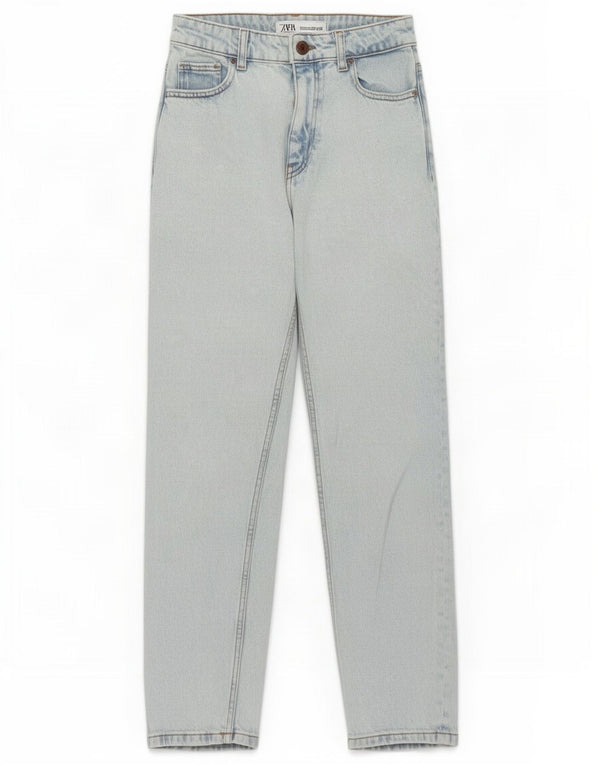 Zara Womens High Waist Tapered Jeans EU 34 2XS W24 L28 Blue