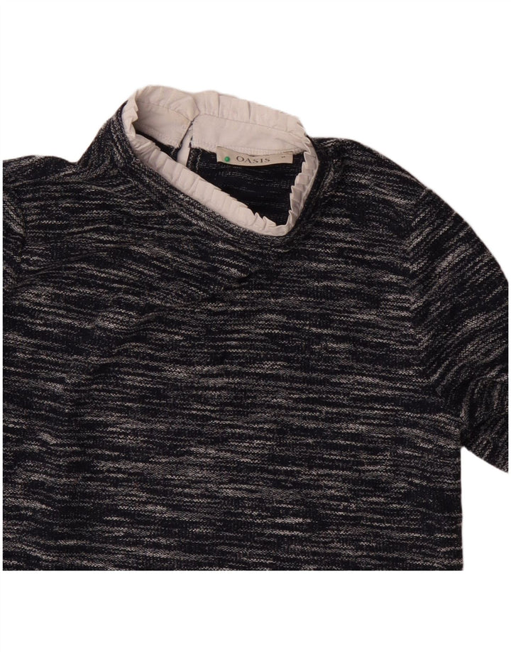 Oasis Womens Long Sleeve Blouse Top UK 14 Medium Navy Blue Flecked