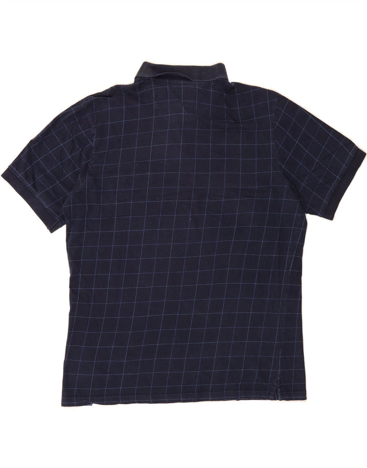 CHAPS Mens Polo Shirt Large Navy Blue Check Cotton Vintage Chaps and Second-Hand Chaps from Messina Hembry 