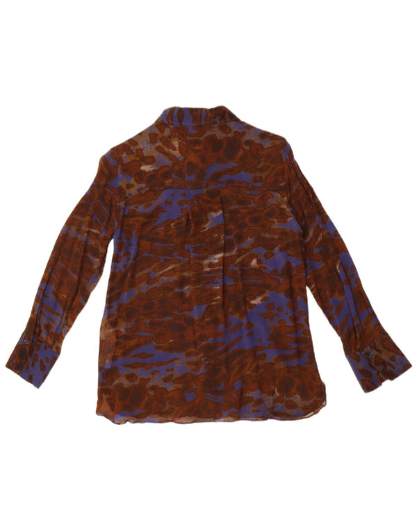 Massimo Dutti Womens Abstract Pattern Shirt Blouse EU 38 Small Brown