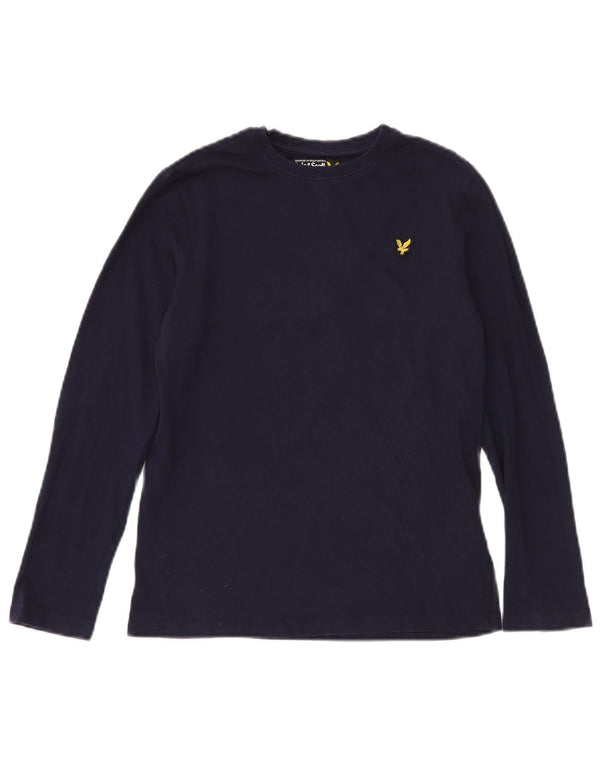 LYLE & SCOTT Boys Top Long Sleeve 12-13 Years Navy Blue Cotton