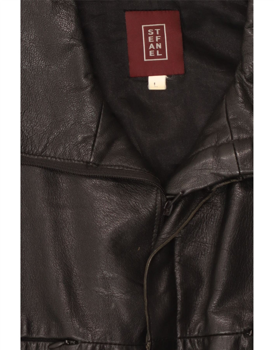 STEFANEL Mens Leather Jacket UK 40 Large Black Leather