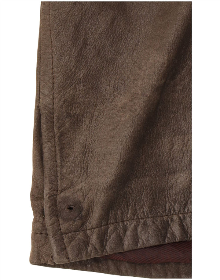 L.LAMBERTAZZI Mens Leather Coat UK 40 Large Brown Leather