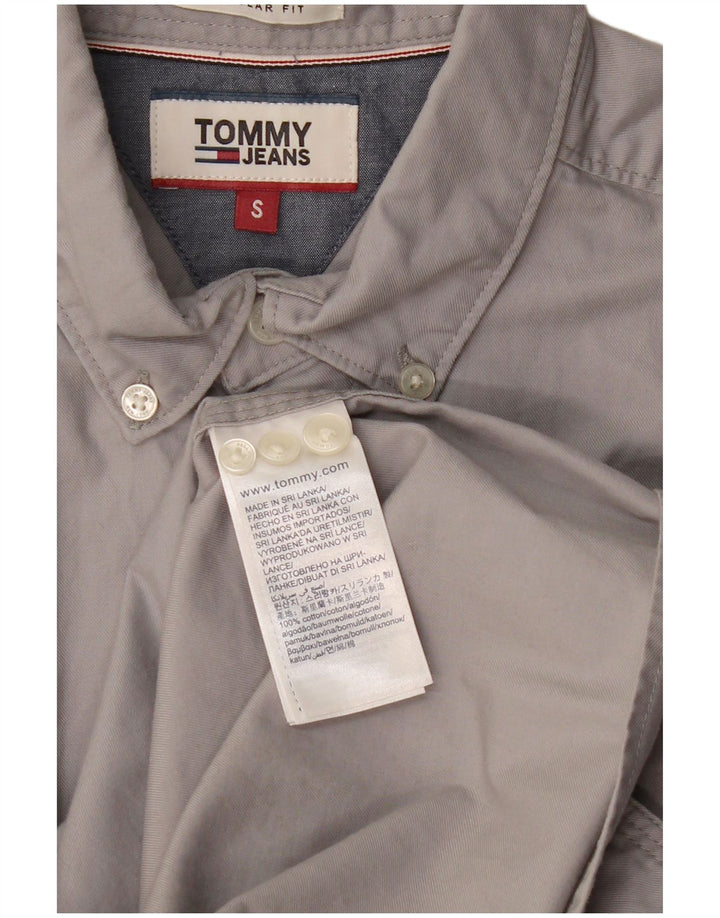 TOMMY HILFIGER Mens Regular Fit Shirt Small Grey Cotton