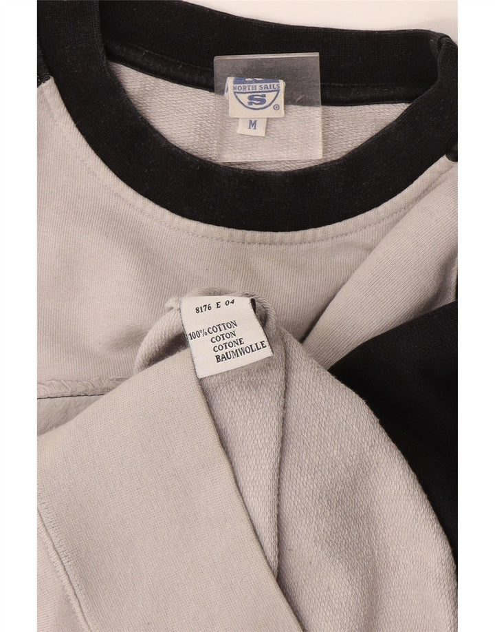 North Sails Mens Graphic Sweatshirt Jumper Medium Grey Colourblock Cotton