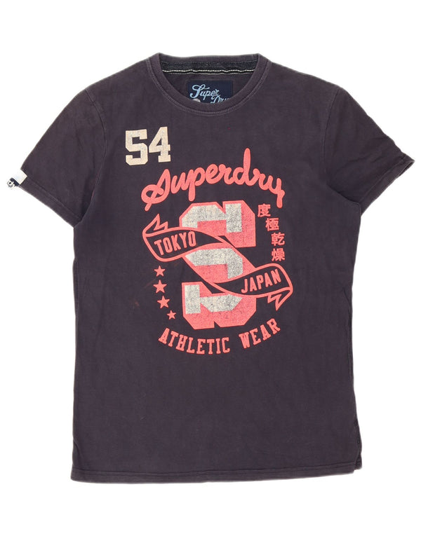 Superdry Womens Graphic T-Shirt Top UK 14 Medium Navy Blue Cotton