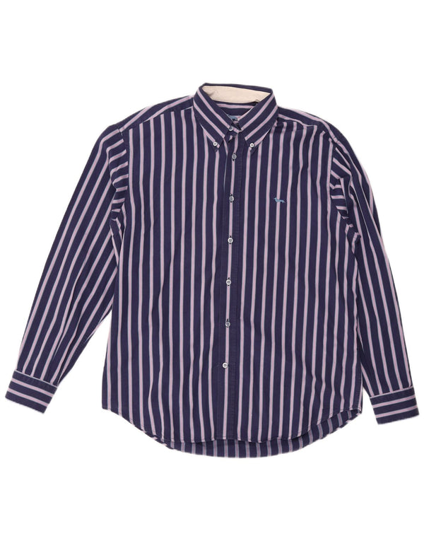 Harmont & Blaine Mens Shirt XL Navy Blue Striped