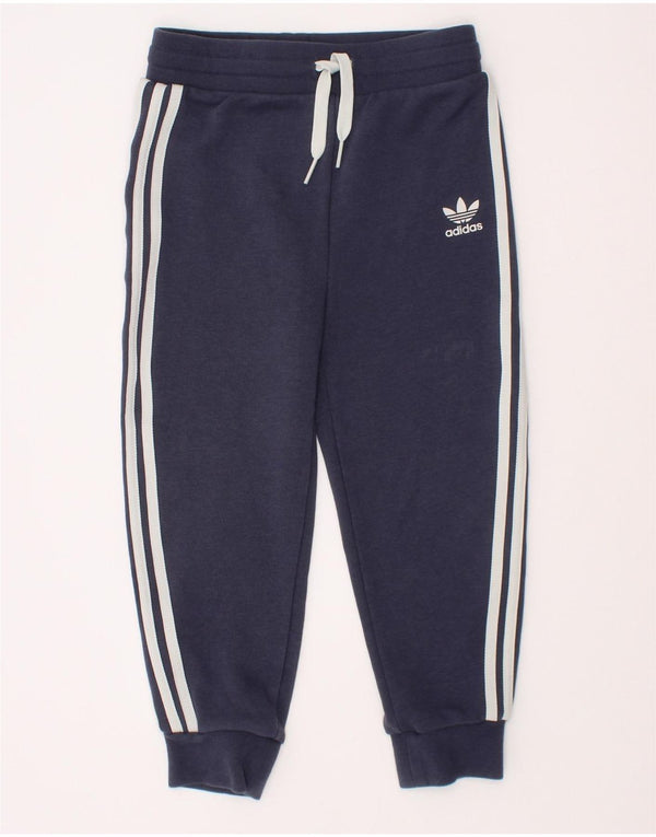 Adidas Boys Tracksuit Trousers Joggers 3-4 Years Navy Blue Cotton