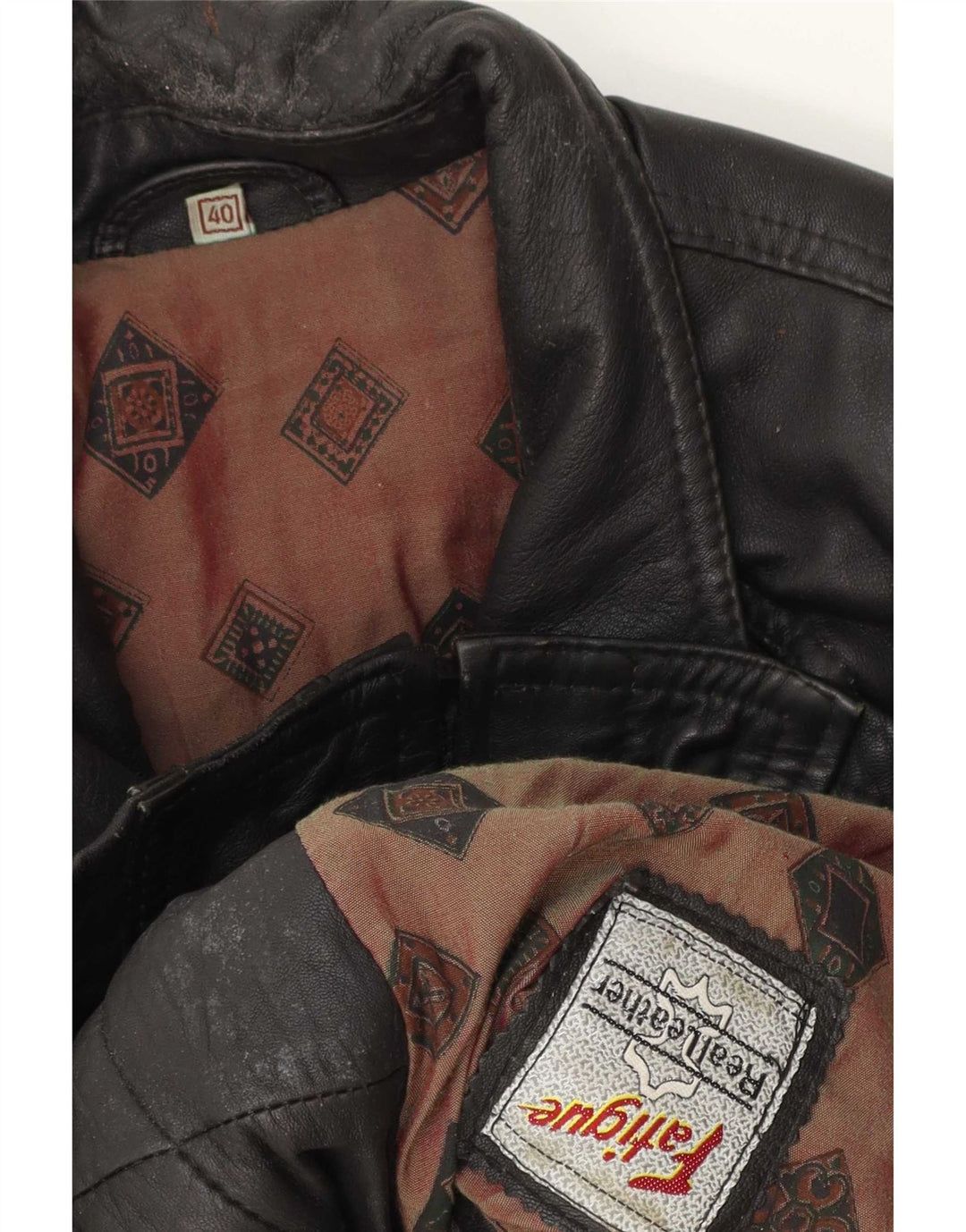 Fatigue Mens Leather Jacket UK 40 Large Black