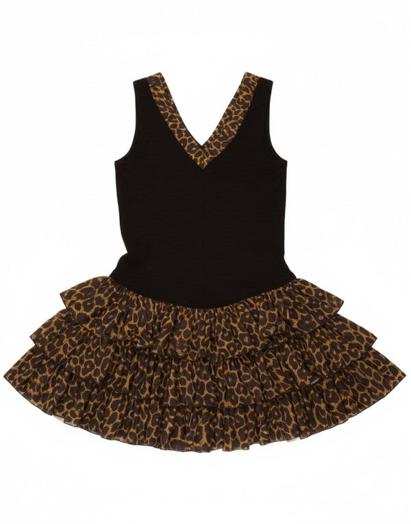 Vintage Womens Sleeveless Tutu Dress UK 12 Medium Black Animal Print