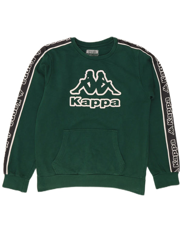 Kappa Boys Graphic Sweatshirt Jumper 11-12 Years Green Colourblock Cotton