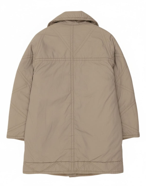 Vintage Womens Oversized Overcoat EU 40 Medium Beige Polyester