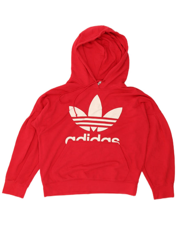 Adidas Womens Graphic Oversized Hoodie Jumper UK 12 Medium  Pink Cotton