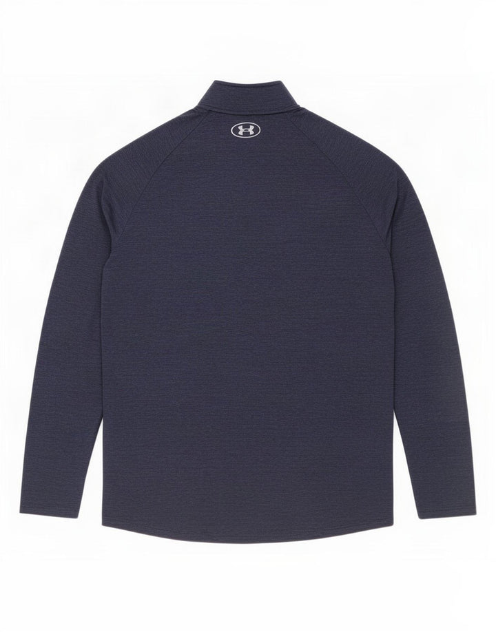 Under Armour Mens Zip Neck Pullover Tracksuit Top Medium Navy Blue