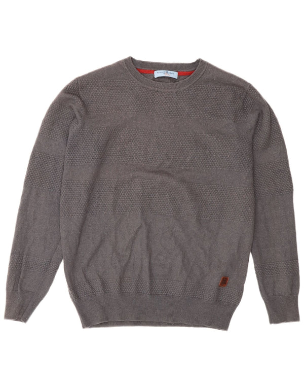 Harmont & Blaine Mens Crew Neck Jumper Sweater Medium Grey Wool