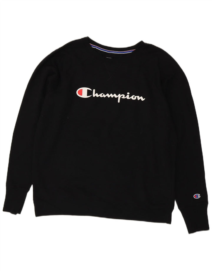 CHAMPION Womens Graphic Sweatshirt Jumper UK 18 XL Black Polyester