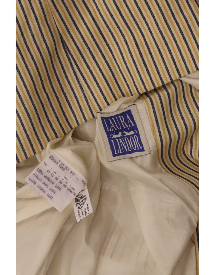 Laura Lindor Womens 2 Button Blazer Jacket UK 12 Medium Yellow Striped