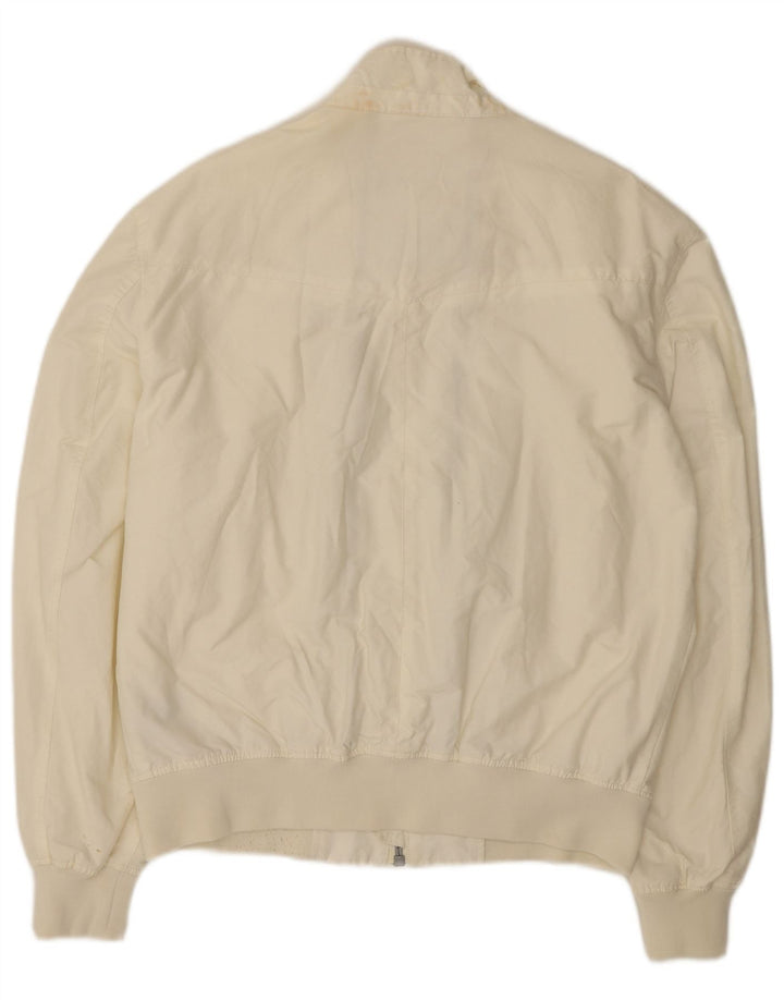 REFRIGUE Mens Bomber Jacket UK 44 2XL Off White Cotton