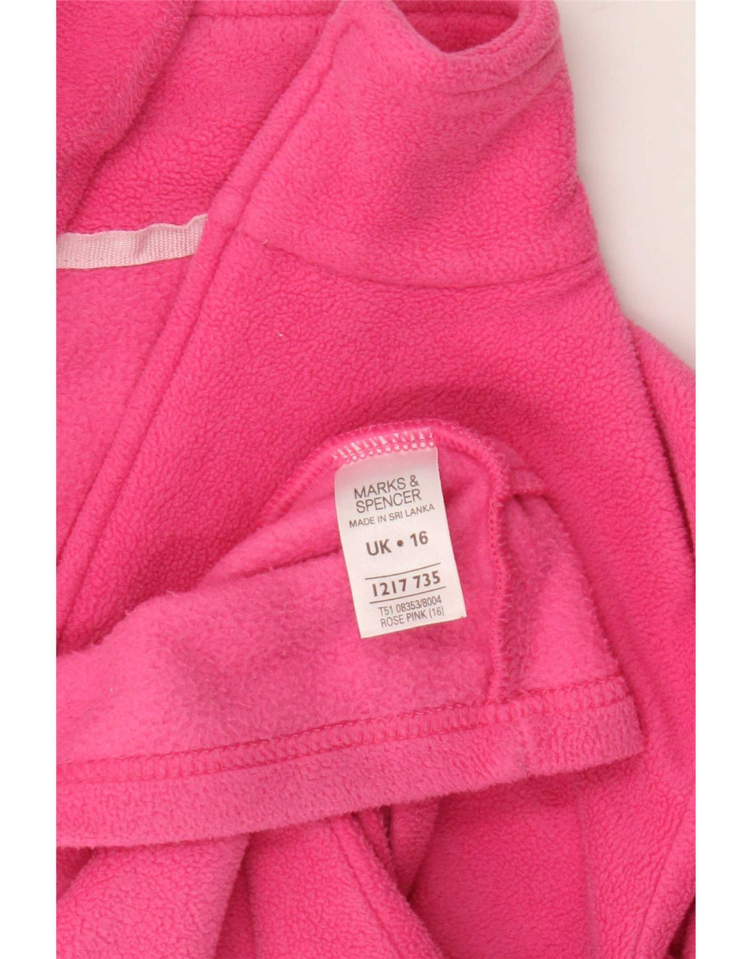 Marks & Spencer Womens Fleece Jacket UK 16 Large Pink Polyester
