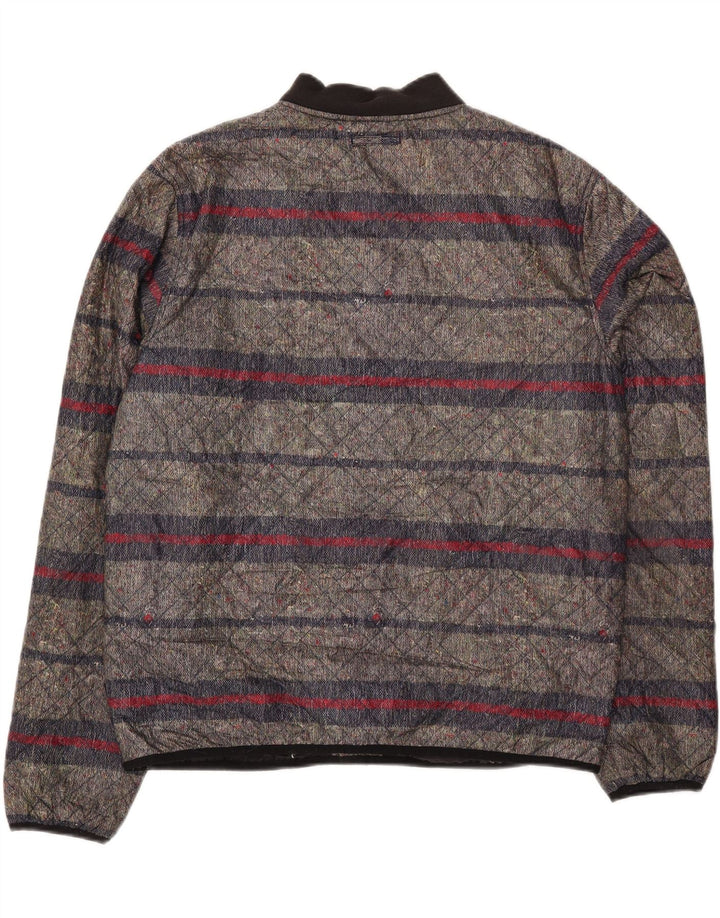 Levi's Mens Quilted Jacket UK 40 Large Grey Striped Cotton